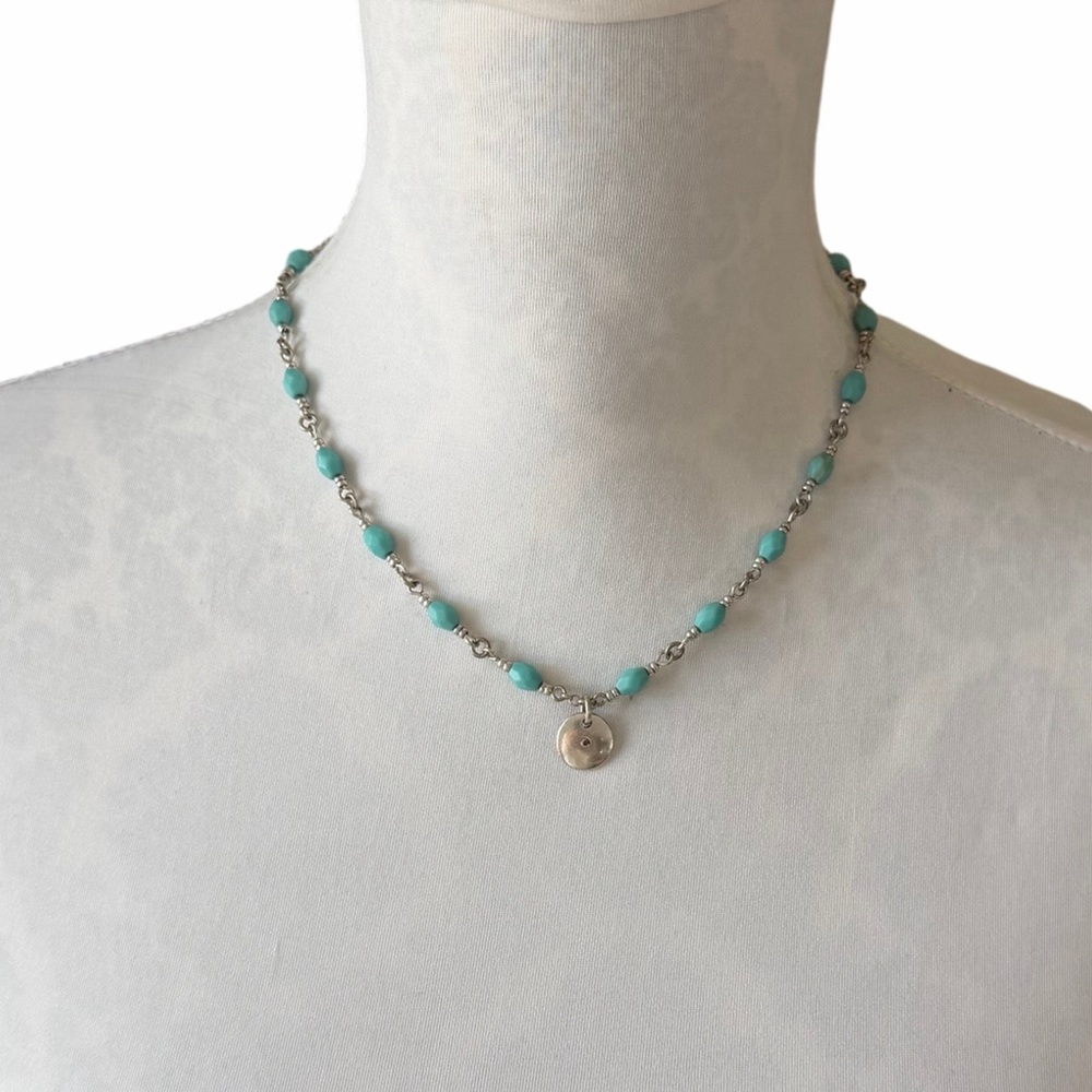 Lucky Brand 3-in-1 Turquoise Layered Necklace | Convertible Boho Silver Tone - Picture 5 of 6